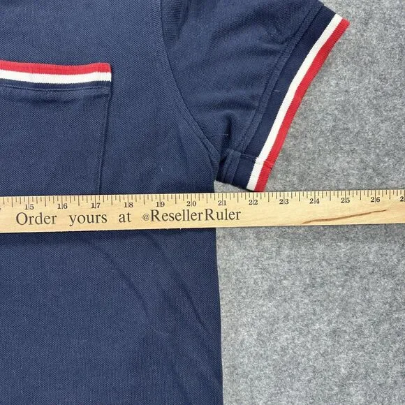 Tommy Hilfiger Polo Shirt Mens Large Navy Red White Colorblock Custom Fit Pocket - Picture 5 of 8